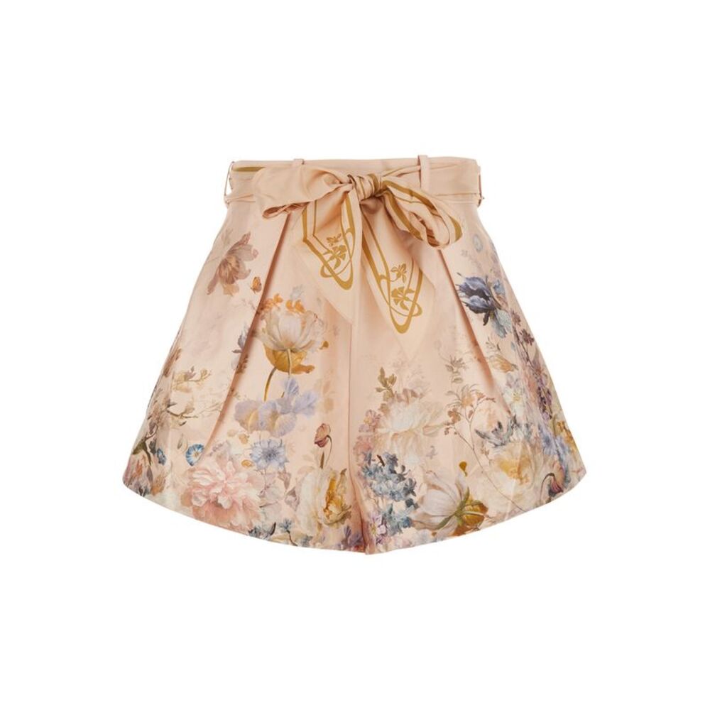 Zimmermann Women Valiant Tuck Short Skirt In Pink Silk And Cotton For Women
